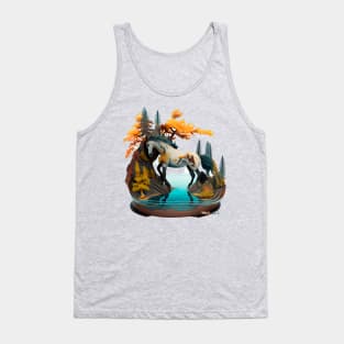 Autumn Lake White Horse Marching Tank Top